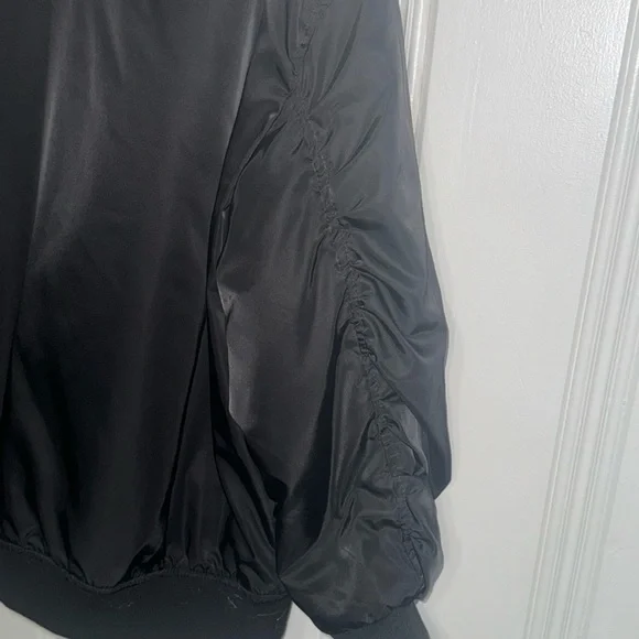 Black Bomber Jacket with Silver Zipper by Sincerely Jules - Size XL - Picture 8 of 9